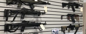 Firearms hung on wall